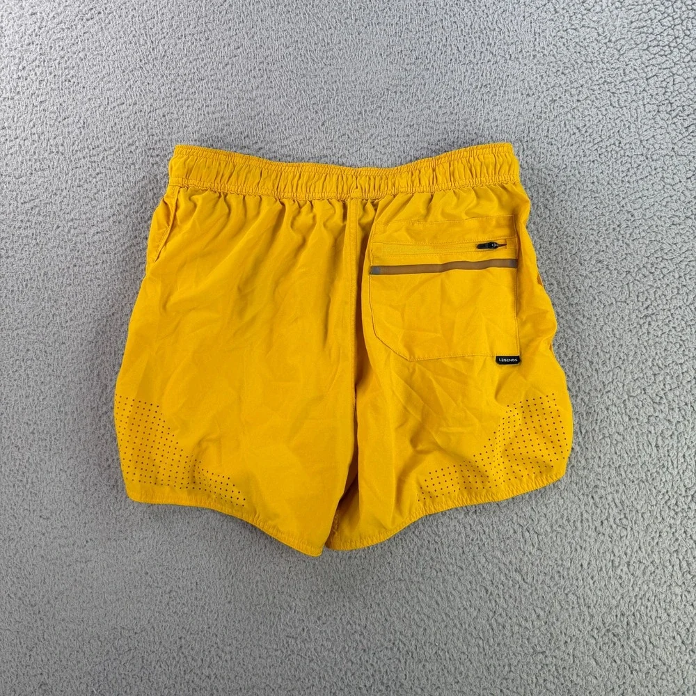 Legends Luka Shorts Mens Large Yellow Perforated Vents Athletic Running 5 Inseam